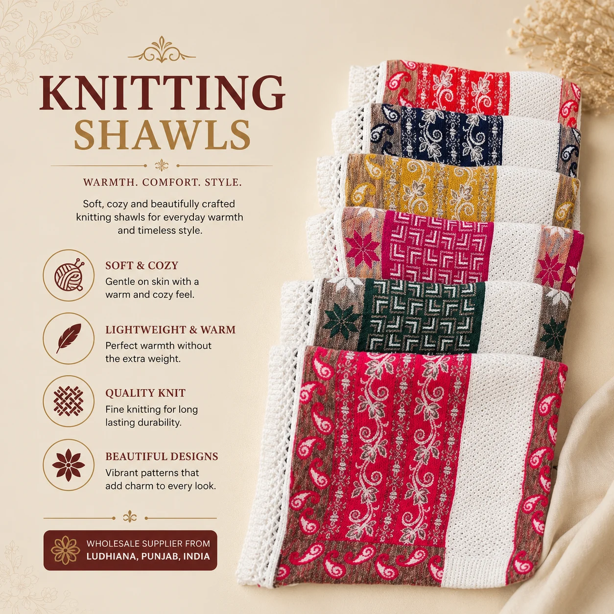 Knitted Shawls — wholesale from Ludhiana